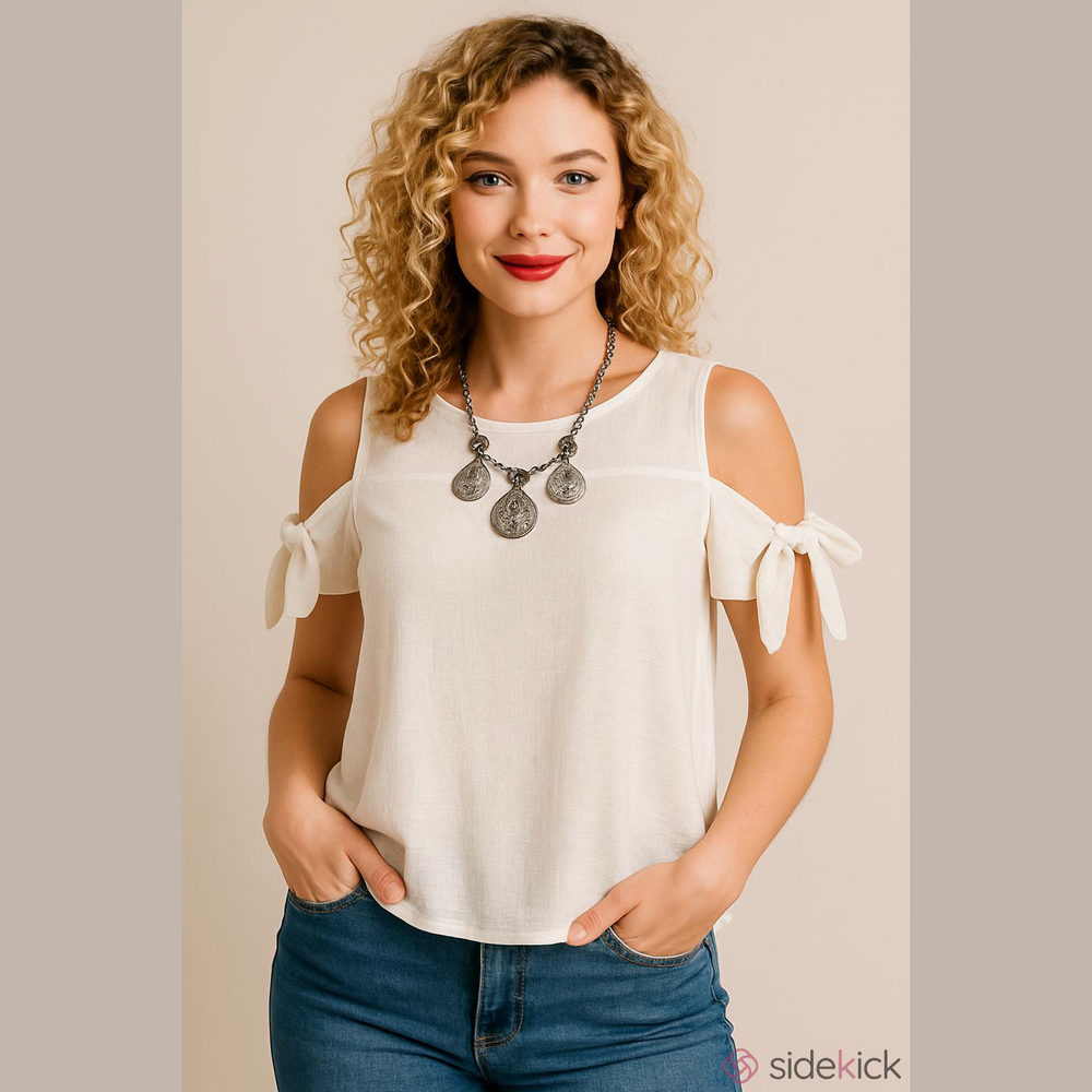 Madewell White Cotton crop top Cold Shoulder oversized boho coquette romantic XS